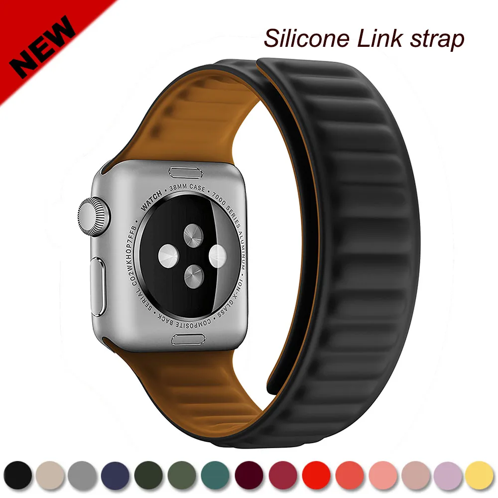 Silikonowy pasek z ogniwem do Apple watch 44mm 45mm 49mm 40mm 41mm pętla magnetyczna bransoletka correa iWatch seria 5 3 se 6 7 8 ultra