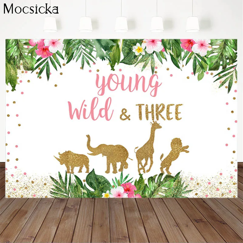 Mocsicka Baby Shower Background Jungle Animals Background Decorative Style Child Portrait Photo Background Photography Banner