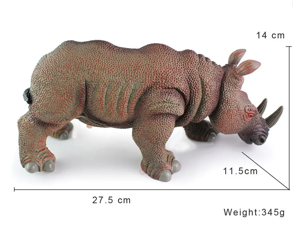 Real Life Rhinoceros Model Plastic Toy Gift Approximate Dimensions 27.5x11.5x14cm Educational Wildlife Figurine