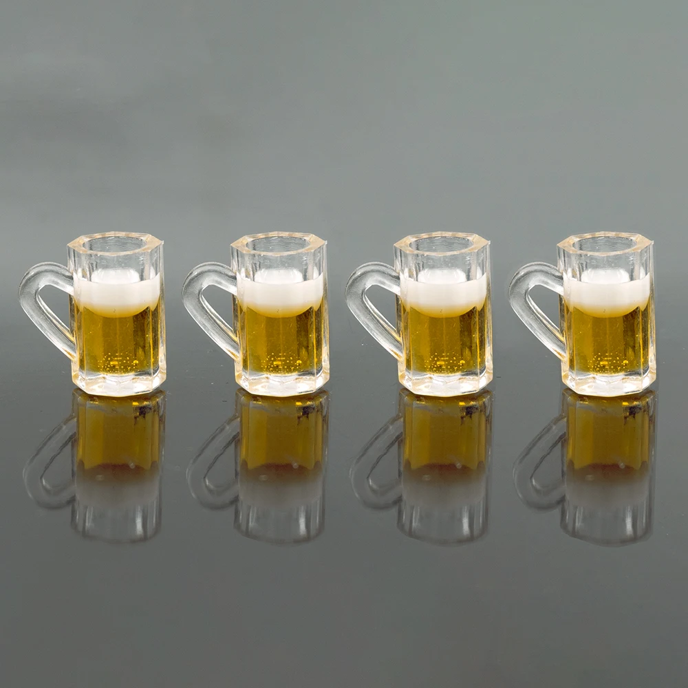 4Pcs 1/12 Dollhouse Miniature Accessories Beer Mug  Simulation Furniture Cup Toys for Doll House Decoration