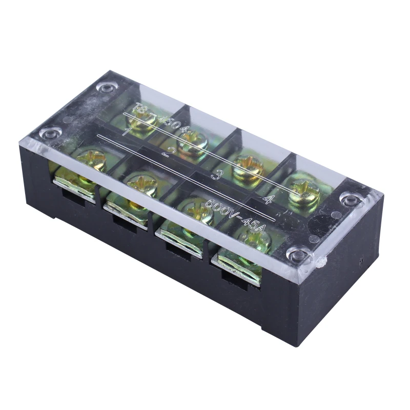 European-style Wiring TB-4504 Universal Terminal TB Series Wiring Board 45A 4-bit 4 Square Terminal Blocks Row 600A Splice