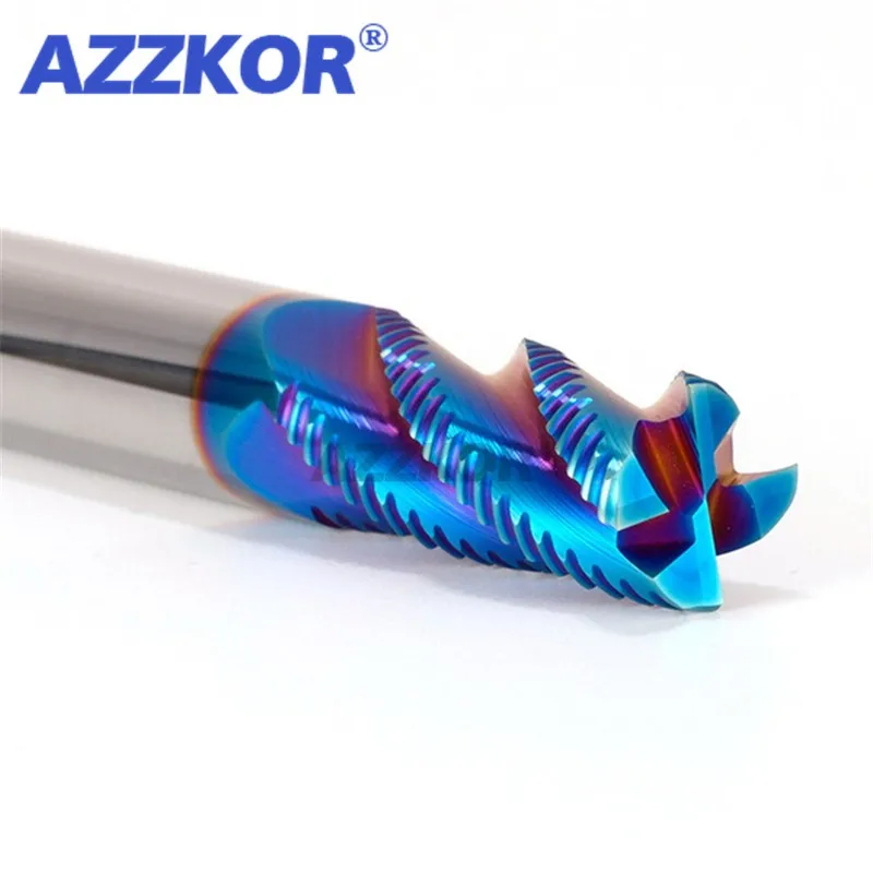 Milling Cutter Alloy Coating Tungsten Steel Tool Cnc Maching 4 Blade Roughing Endmills AZZKOR HRC70 Milling Cutter For Metal