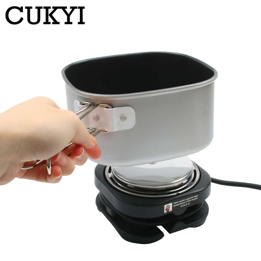 CUKYI 1.3L Portable Travel pot 110V/220V Electric Heating Cup Multicooker Rice cooker noodle Boiler Hotpot Mini Foldable skillet