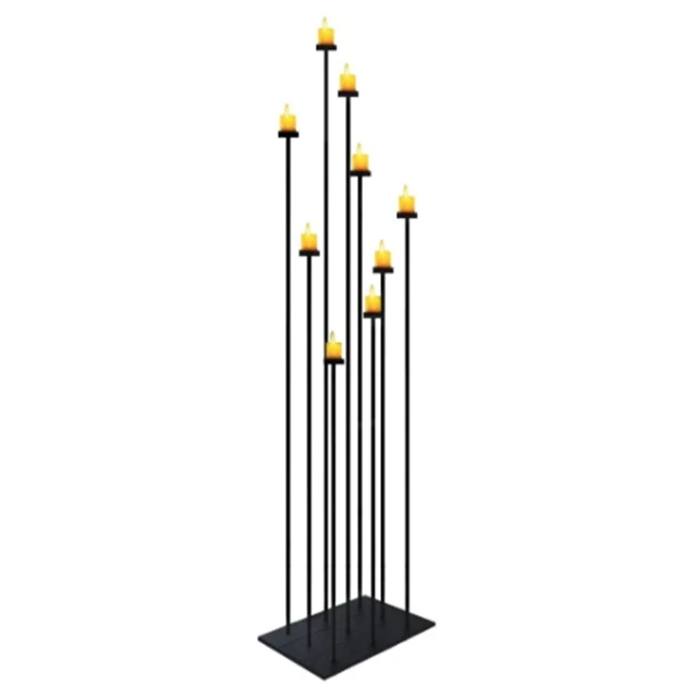 8pcs）Luxury Flooring Candelabra 9 Heads Black Candle Holder for Wedding Decoration qq493