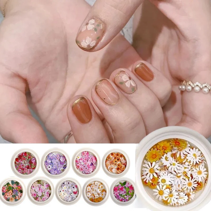 

50Pcs/Box Nail Art Color Mixed Small Daisy Flower Rose Ultra-thin Wood Pulp Patch DIY Nail Art Jewelry Nail Art Decoration