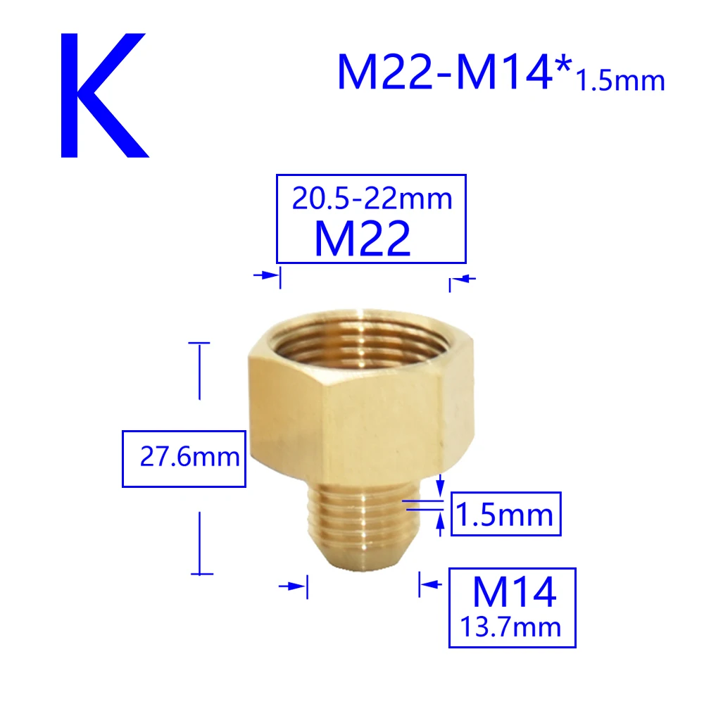 Messing Männlich Weiblich 1/2 "M14 M18 M22 3/8" Gewinde Anschluss Zahn Pitch 1,5mm Kupfer Wasserhahn Waschen maschine Bad Koppler – Detail 14