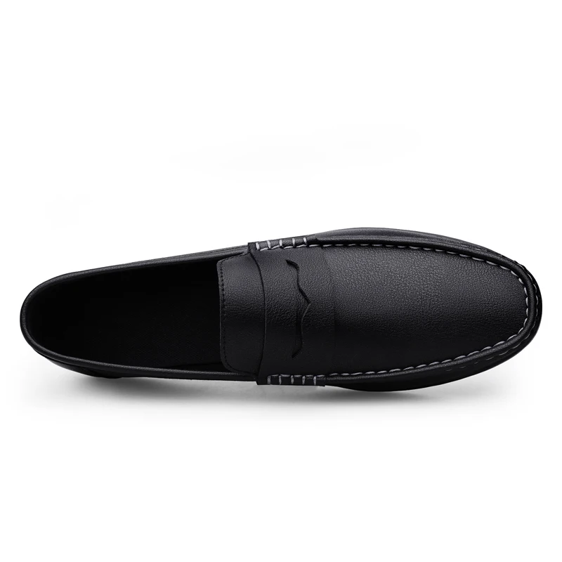 Primavera otoño mocasines de cuero informales para Hombre mocasines zapatos Mocasines Hombre Mocassini blanco negro Slip-On talla grande Dropshipping