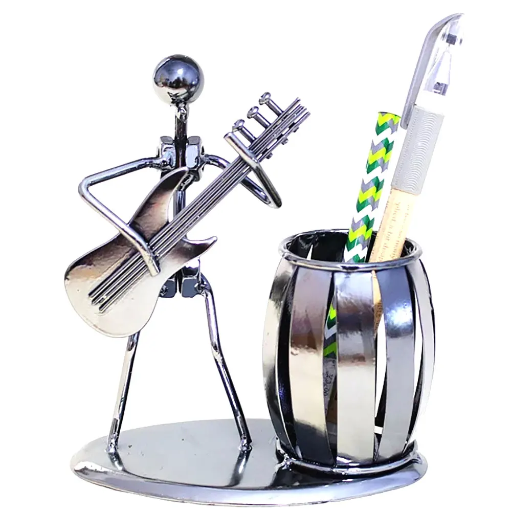 Metal Guitar Bass Violin Rocker Pencil Pen Holder Cup Desktop Stand Storage Box Home Metal crafts Student gift birthday Gifts