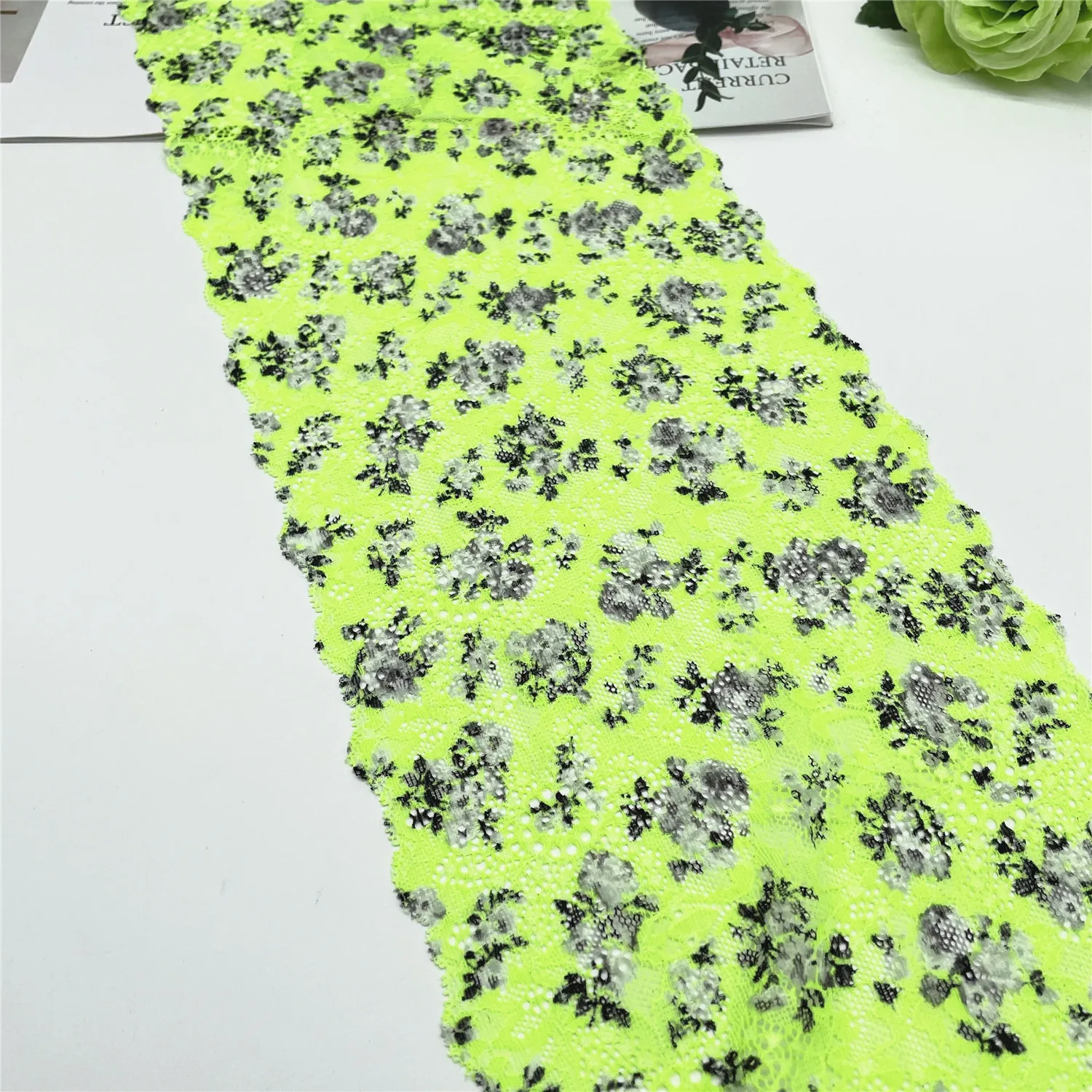 3y/lot Width 7 1/2 inch (19cm)Green Black Grey Stretch Lace Trim Clothing Sewing Craft DIY Apparel Fabric Lace Garment Accessory