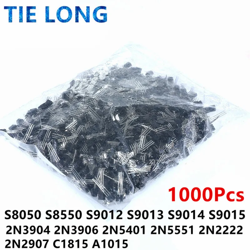 1000pcs 2N2222 2N2222A 2N2907A 2N5401 2N5551 S8050 S8550 S9012 S9013 S9014 S9015 2N3904 2N3906 2SC1815 2SA1015 S9018 TO-92