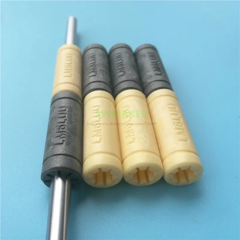 4pcs LM6LUU Solid Polymer Lengthen linear bearing gray 6x12x35mm 6mm shaft RJMPT-01-06 for UM Wanhao D6 3D printer