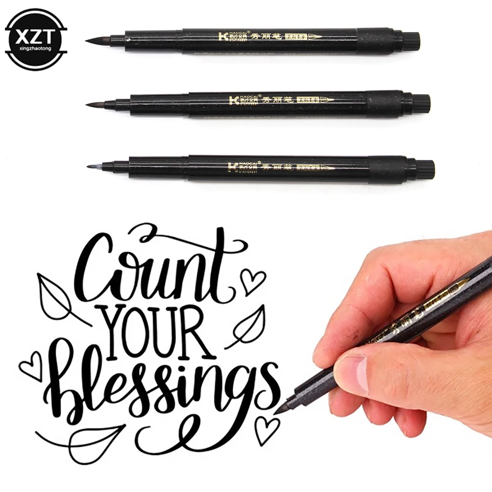 

Brush Pen Calligraphy Lettering Writing Pen Chinese Words Learning Stationery StudentArt Drawing Marker Pens School Supplies