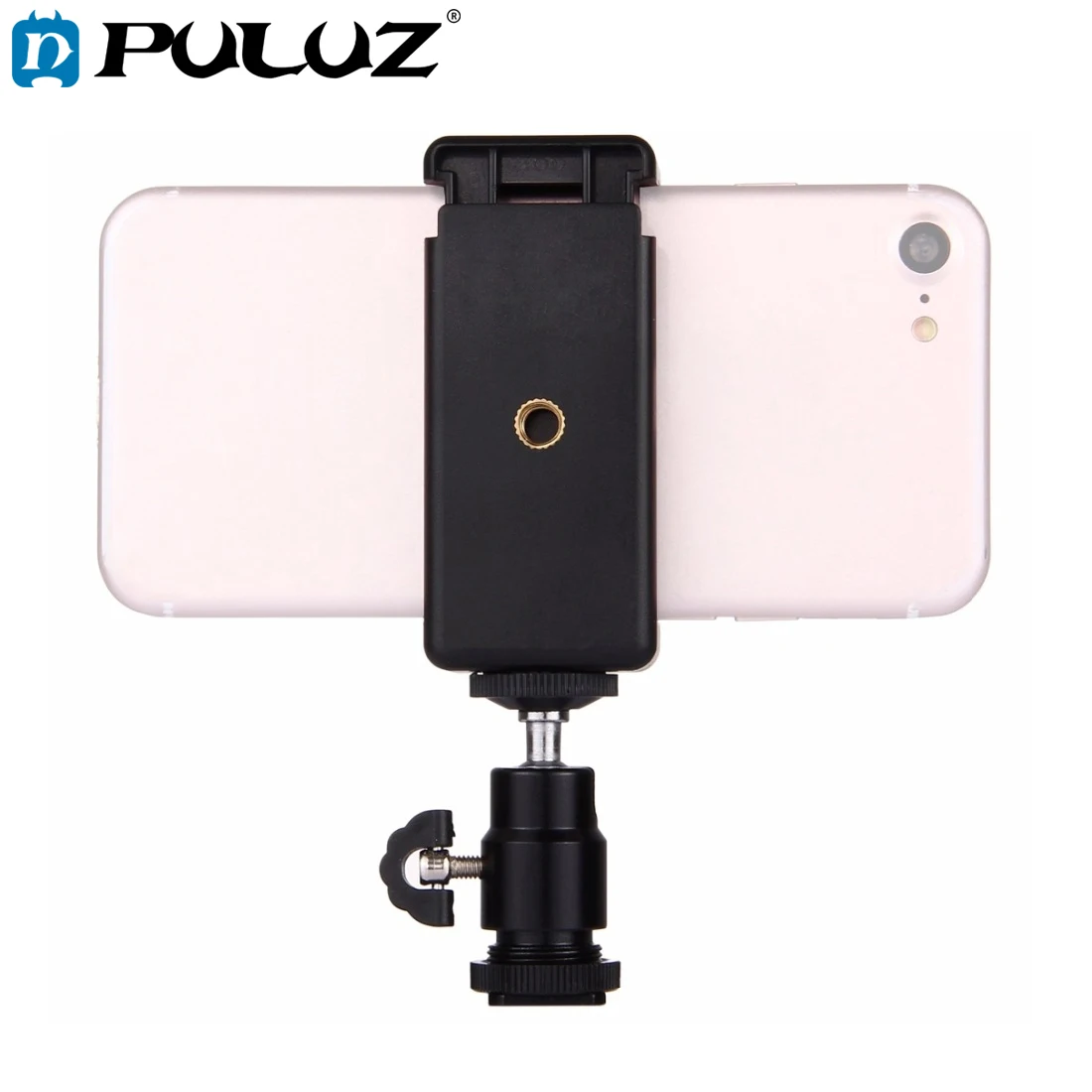 PULUZ 1/4 inch Hot Shoe Tripod Head + Tripod Stand Clamp for iPhone, Samsung, Huawei, HTC, 5.5cm - 8cm Width Smartphones