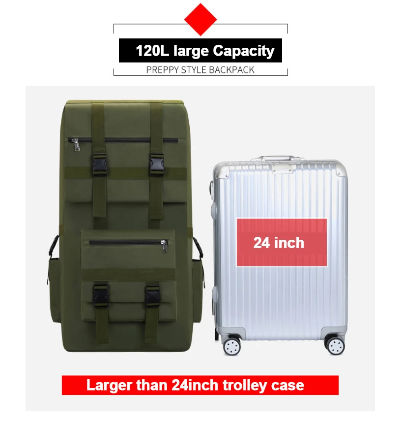 120L Men Hiking Bag Camping Backpack Large Outdoor Climbing Trekking Travel Tactical Bags Luggage Bag Shoulder