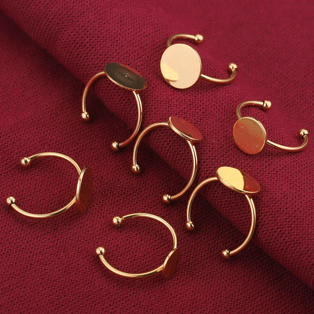 10 stücke Öffnung verstellbarer Ring Edelstahl Ring flache Lünette Basis Tablett DIY Scheibe Fingerring leere Einstellungen Ringe Schmuck herstellung – Detail 3