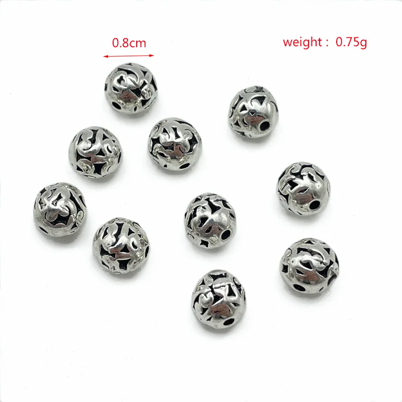 15pcs 8mm Hollow Ball Bead Connector for Jewelry Making DIY Bracelet Necklace Accessories Color Preservation Wholesale