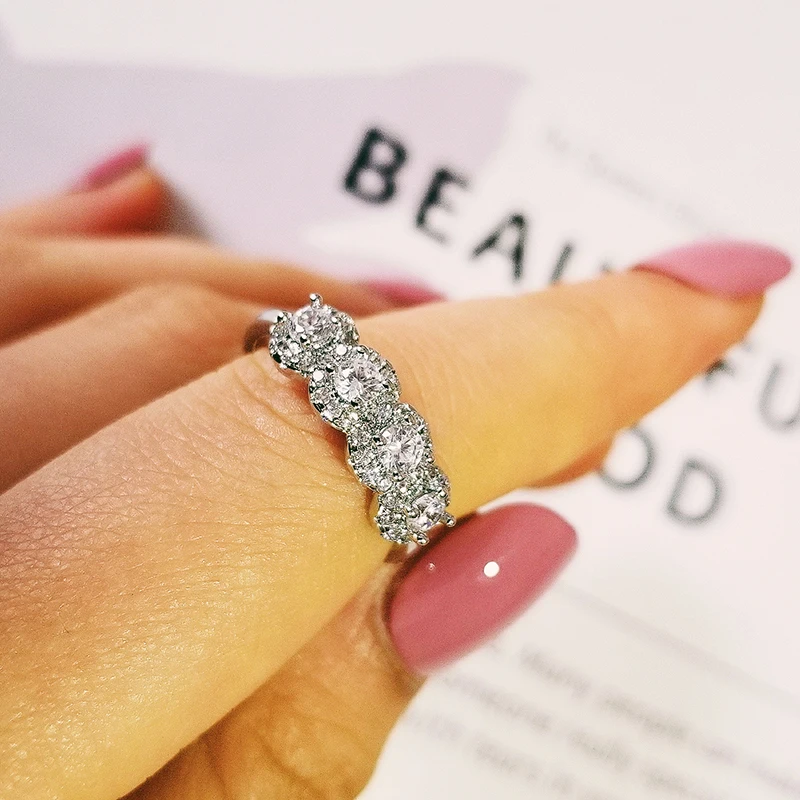 Fashion 925 sterling silver wedding eternity band rings for women Lady engagement party anniversary love jewelry girl gift