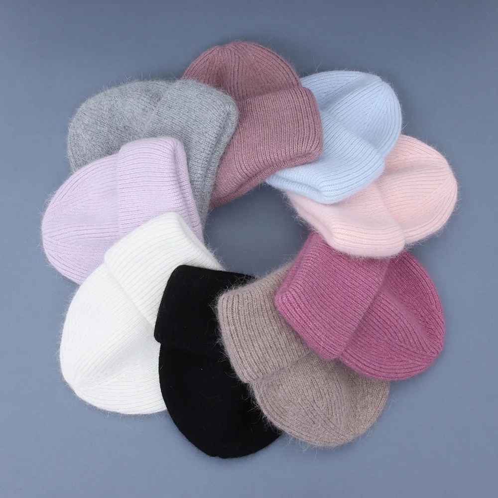 Heißer Verkauf Winter Hut Echt Kaninchen Fell Winter Hüte Für Frauen Mode Warme Beanie Hüte Frauen Solide Erwachsene Abdeckung Kopf Kappe – Detail 21