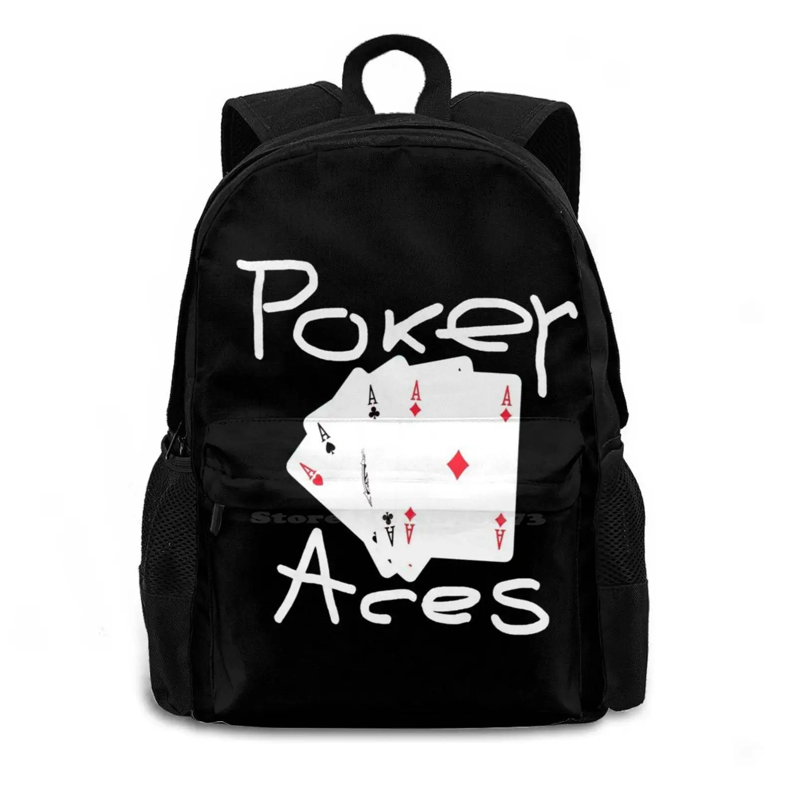 Illustration With Four Aces School Bag Big Capacity Backpack Laptop 15 Inch Symbol Four Black Gamble Ace Win Game Background