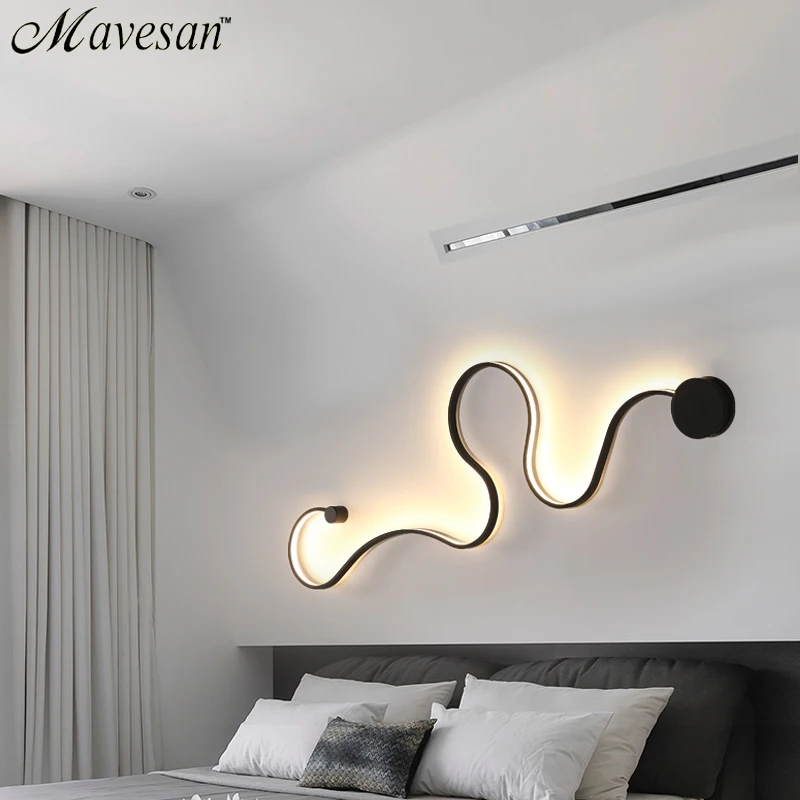 Modern Wall Lamps For Bedroom White Or Balck Color For Living Room Bedside Decoration Aisle Wall Light Corridor Hotel Lustre LED