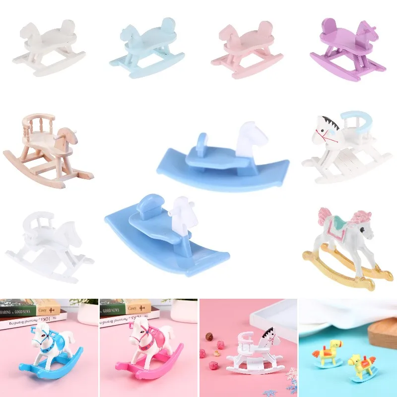 

1 шт. 1:12 миниатюрный милый деревянный кукольный домик, лошадка-качалка, лошадка, аксессуары для кукольного домика, Декор, разные стили