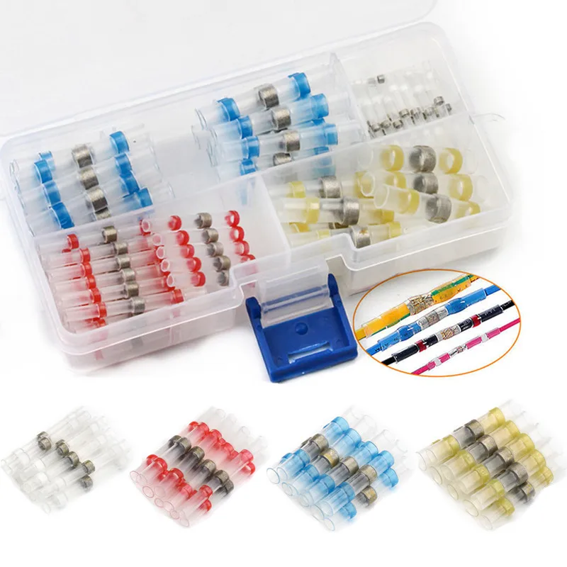 50/10PCS Waterproof Solder Seal Sleeve Splice Terminals Heat Shrink Electrical Wire Butt Connectors Kit Assortment 10-26AWG