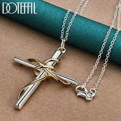 DOTEFFIL-collar con colgante de Cruz de Oro de Plata de Ley 925 para mujer y hombre, cadena de 18-30 pulgadas, joyería de moda para fiesta de compromiso y boda