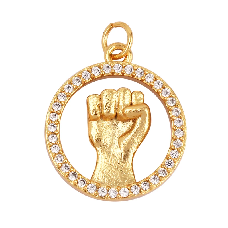 Hand Gesture Finger Sign Language Charm Pendant, Cubic Zironia CZ Paved,Jewelry Necklace Bracelet Making Wholesale Supplies L70