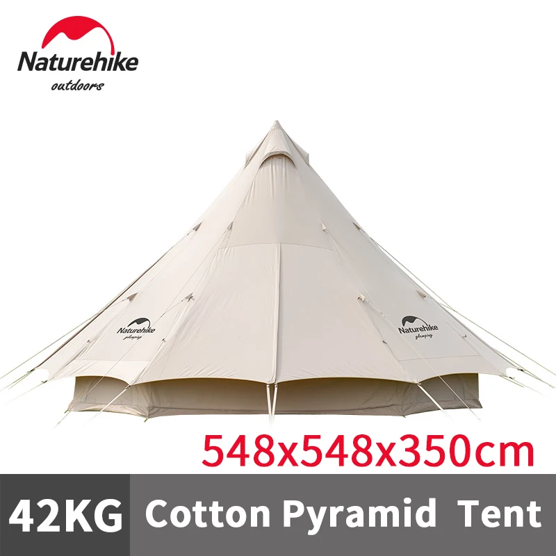 Naturehike 3-4 Persons Pyramid Camping Tent 20m² Large Spaces Luxury Tent Extended Foyer Cotton Tent Brighten 20 Outdoor Travel