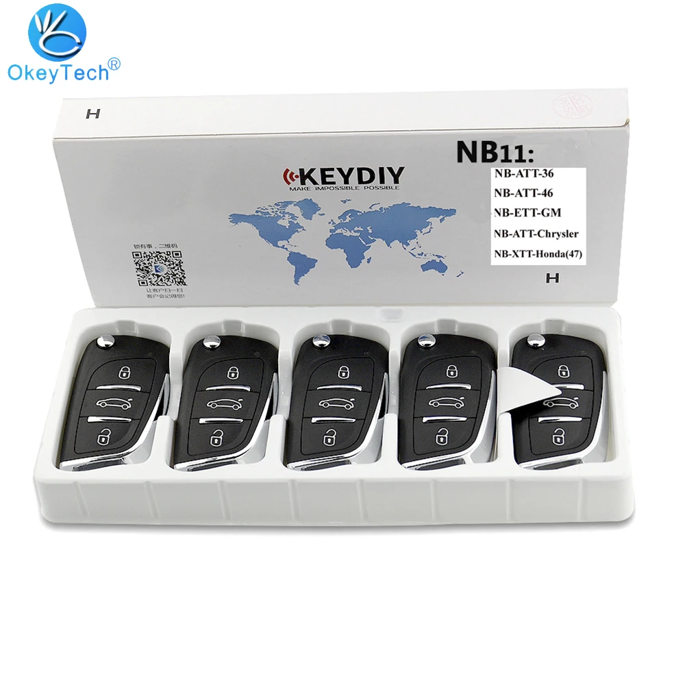 OkeyTech 5PC KEYDIY Original KD900/KD-X2 Key Programmer NB11 Universal Multi-functional DS Style Remote For All B And NB Series