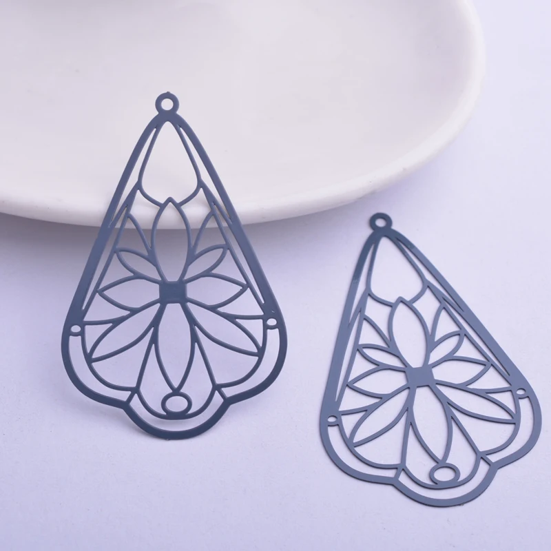 30 Stück AB6265 30*50mm Filigrane Blumenanhänger DIY Ohrring Anhänger Hängender Schmuck Dekoration – Detail 2