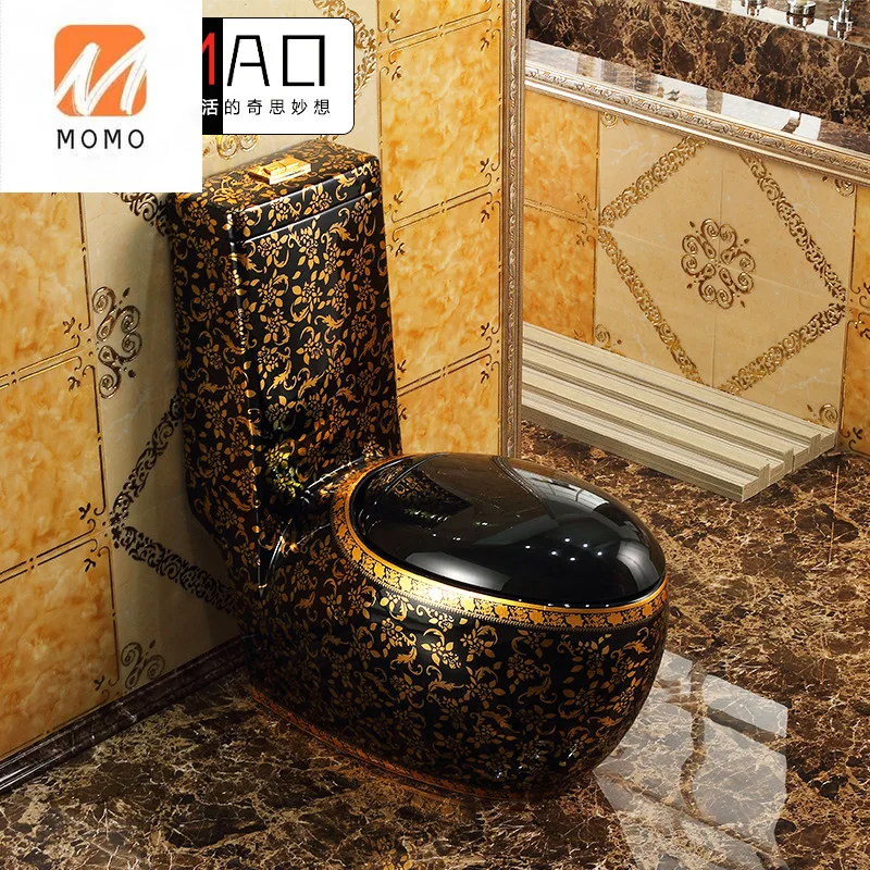 European new classic gold toilet, home egg shape, creative personality, black toilet, water saving color toilet