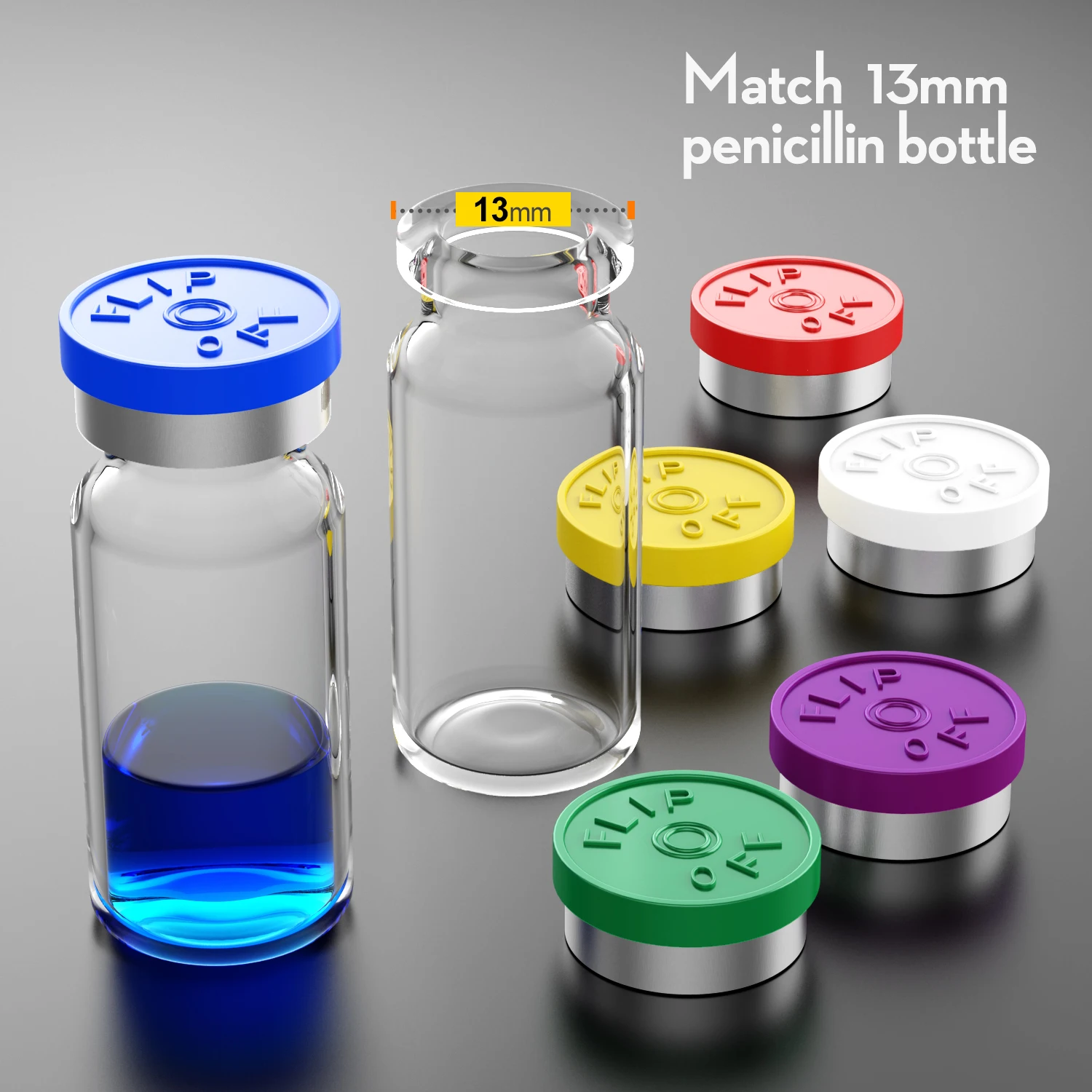 100PCS filp off cap medical vial cap aluminium cap medical bottle cap OD 13mm diameter full aluminium cap glass cap