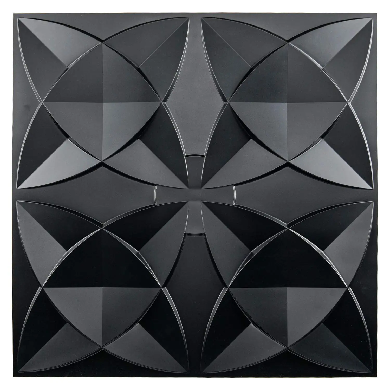 12PCS Plastic 3D Suspended Ceiling Tile Black Floral (60x60cm)