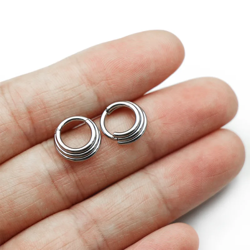 316L Surgical Stainless Steel Segment 3 Layer Septum Nose Rings Hoops for Women Clicker Tragus Helix earrings body Piercing 1pc