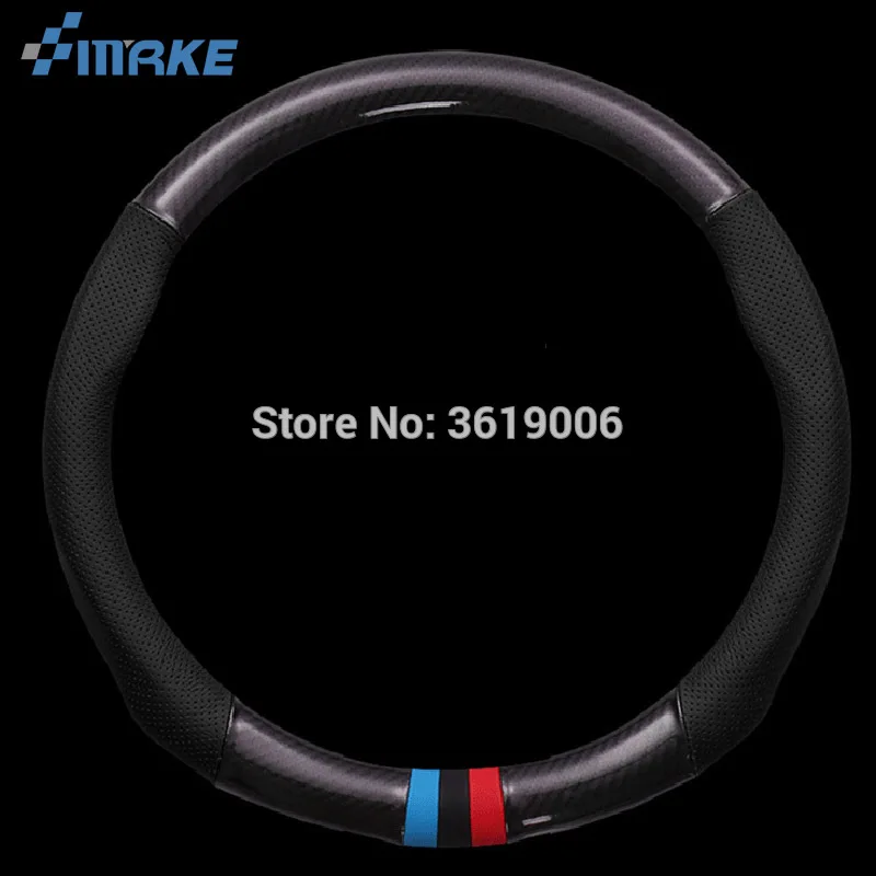 smRKE For Buick Verano Steering Wheel Cover Anti-Slip Carbon Fiber Top PVC Leather Sport Style