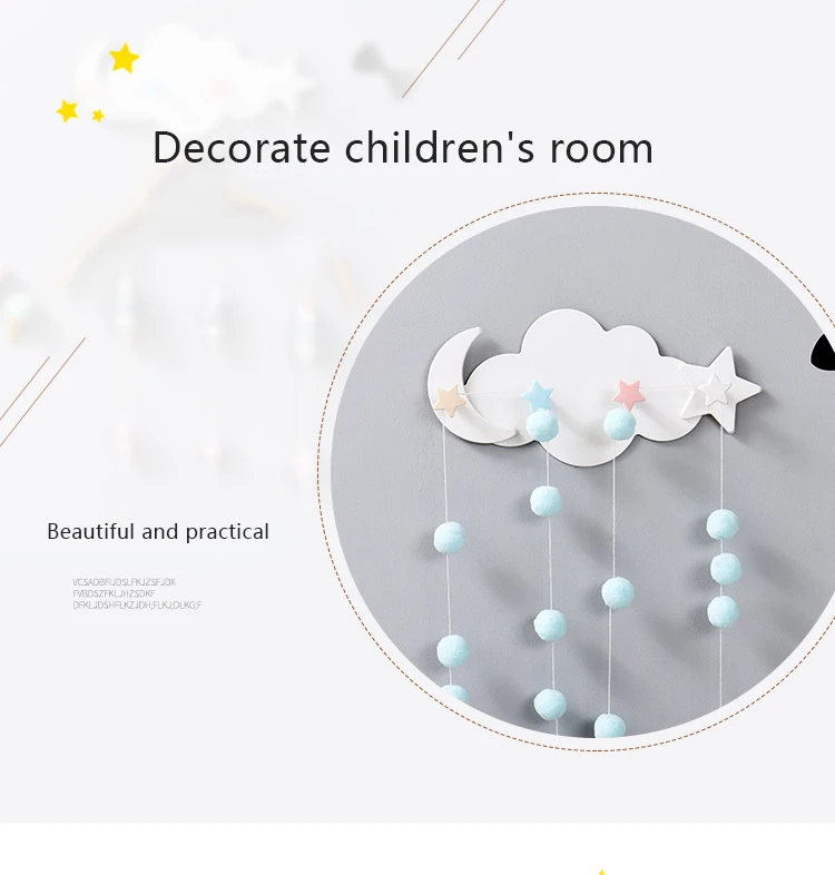 Selbstklebende Haken Kawaii Cartoon Wolke Kinderzimmer Haken an der Wand hängen Dekor nahtlose Tür Kleiderbügel Badezimmer – Detail 6