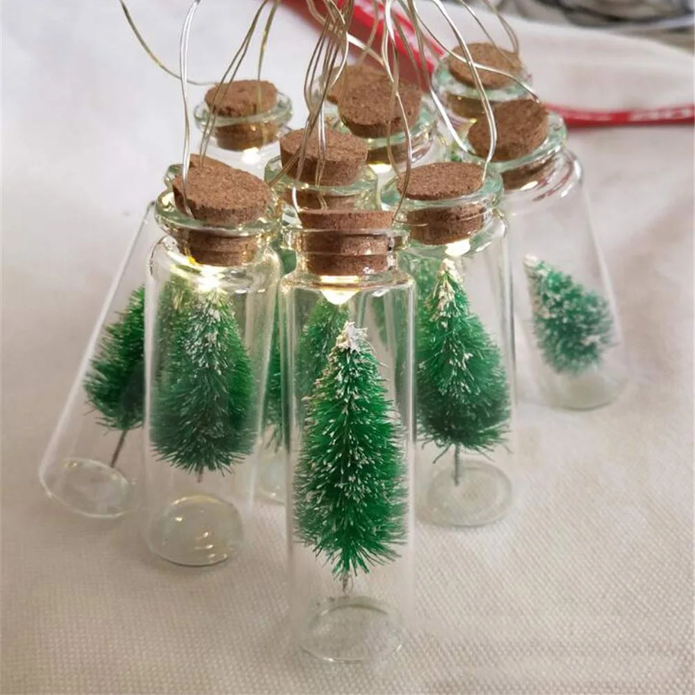 Battery Operated 1M 10LED Christmas Tree Wishing Bottle String Lights Copper Wire Garland Fairy Lamp for Christmas Tree Gift