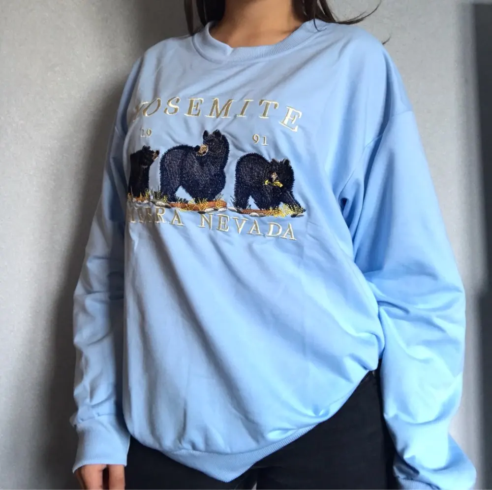 Vintage Bear Embroid Oversized Sweatshirts Women Designer Crewneck Loose Pullovers Big Size 2020Autumn Fashion Teens Girls Tops