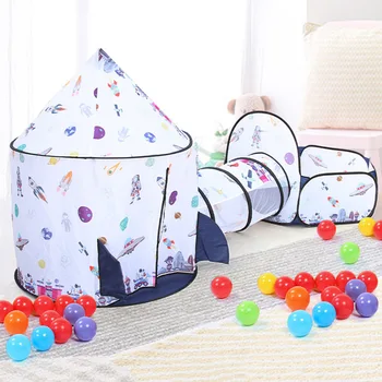 Children's crawling tunnel spaceship 3 in 1 tent game house toys foldable portable ocean pool indoor outdoor tents girls boys gift