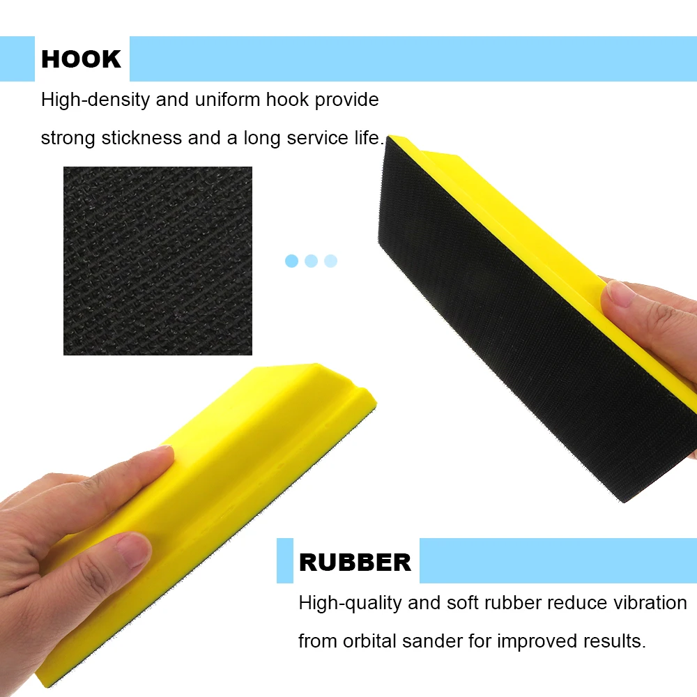 67x193mm Hand Sanding Block PU Foam Hand Grinding Block Abrasive Tools Polishing Pad for Hook and Loop Sanding Discs