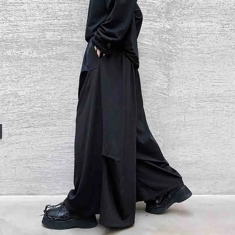 

Men's loose bell-bottom pants for spring and autumn, wide-leg pants, culottes for men, casual pants, black Yamamoto style