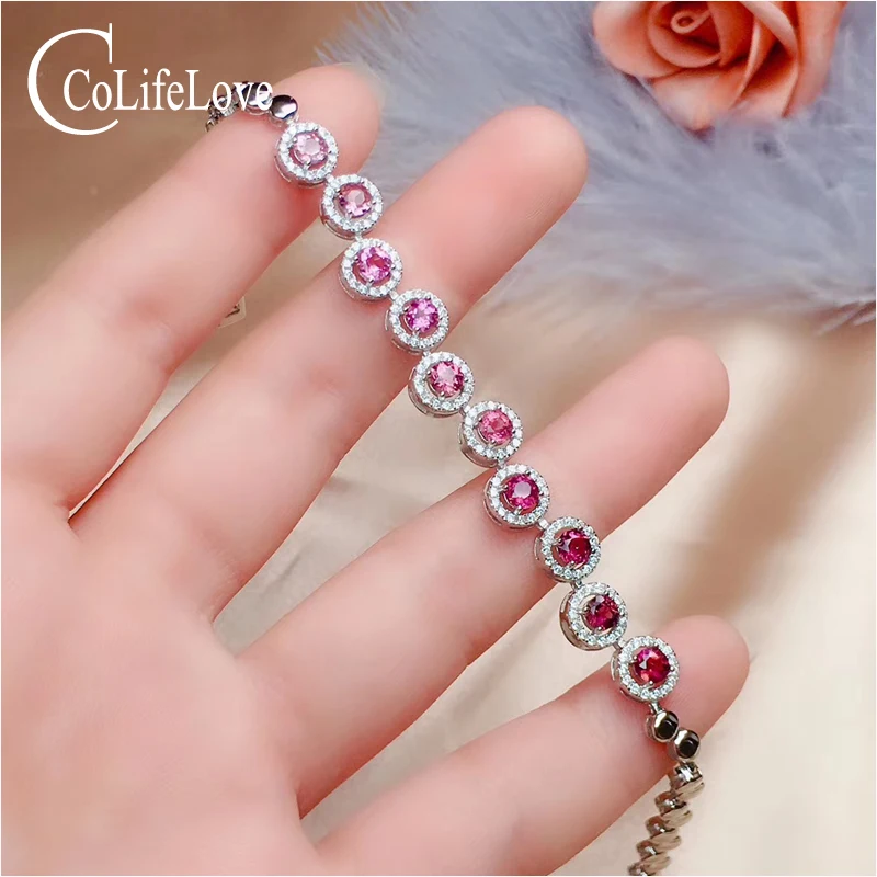 

CoLife Jewelry Natural Tourmaline Bracelet for Young Girl 10 Pieces 4mm Tourmaline Silver Bracelet 925 Silver Gemstone Bracelet