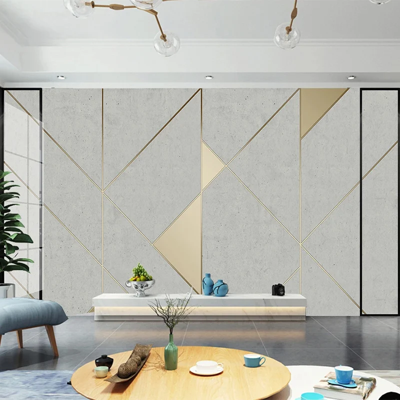 Aangepaste waterdichte muurschildering behang moderne retro 3D cement streep abstracte geometrische slaapkamer achtergrond muur achtergrond Home Decor