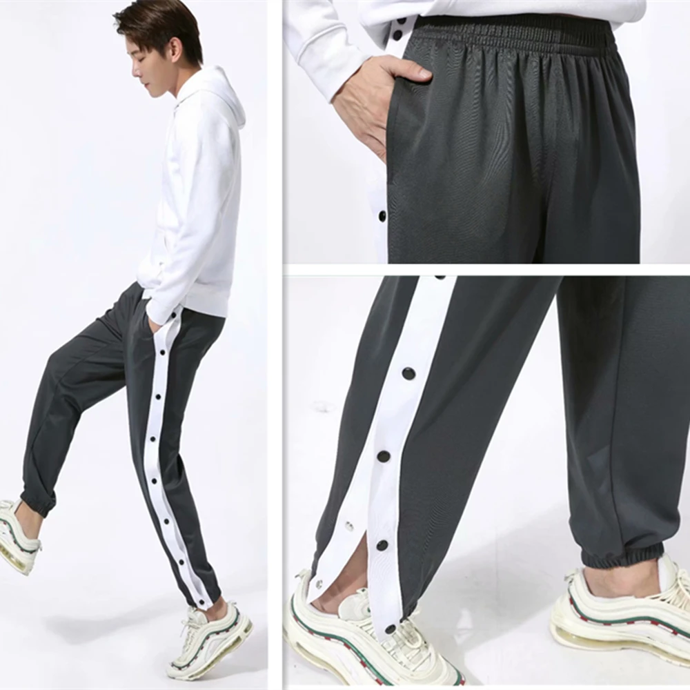 Women & Men Running Pants Button Double Side Opening Training Sports Pants Jogging Fitness Baseball Basketball Court Trousers