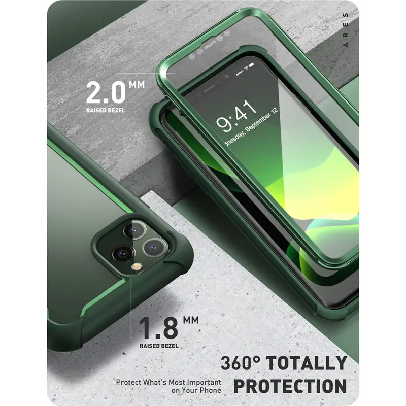 For iPhone 11 Pro Case 5.8 inch (2019 Release) i-BLASON Ares Full-Body Rugged Clear Bumper Cover with Built-in Screen Protector