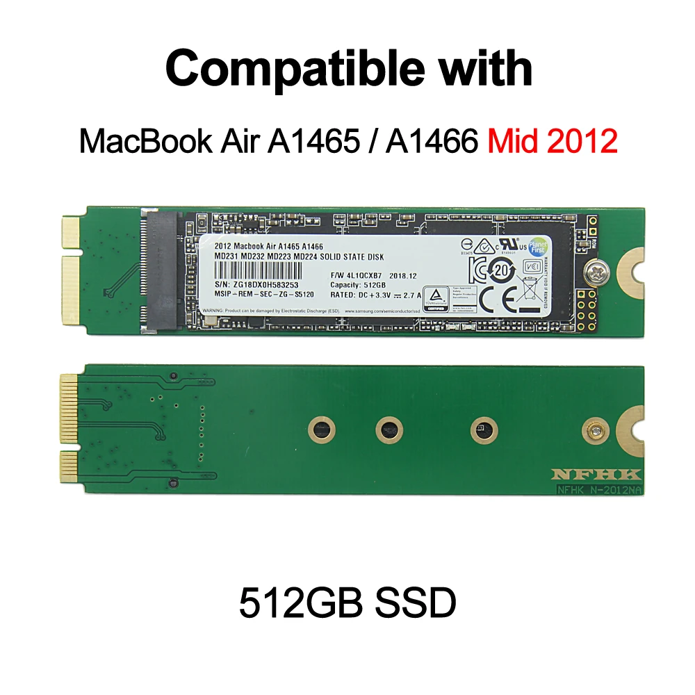 

512GB SSD Contain Gift Compatible With MacBook Air A1465 A1466 Mid 2012 Solid State Drive Mac HD 512G Hard Disk EMC2558 EMC2559