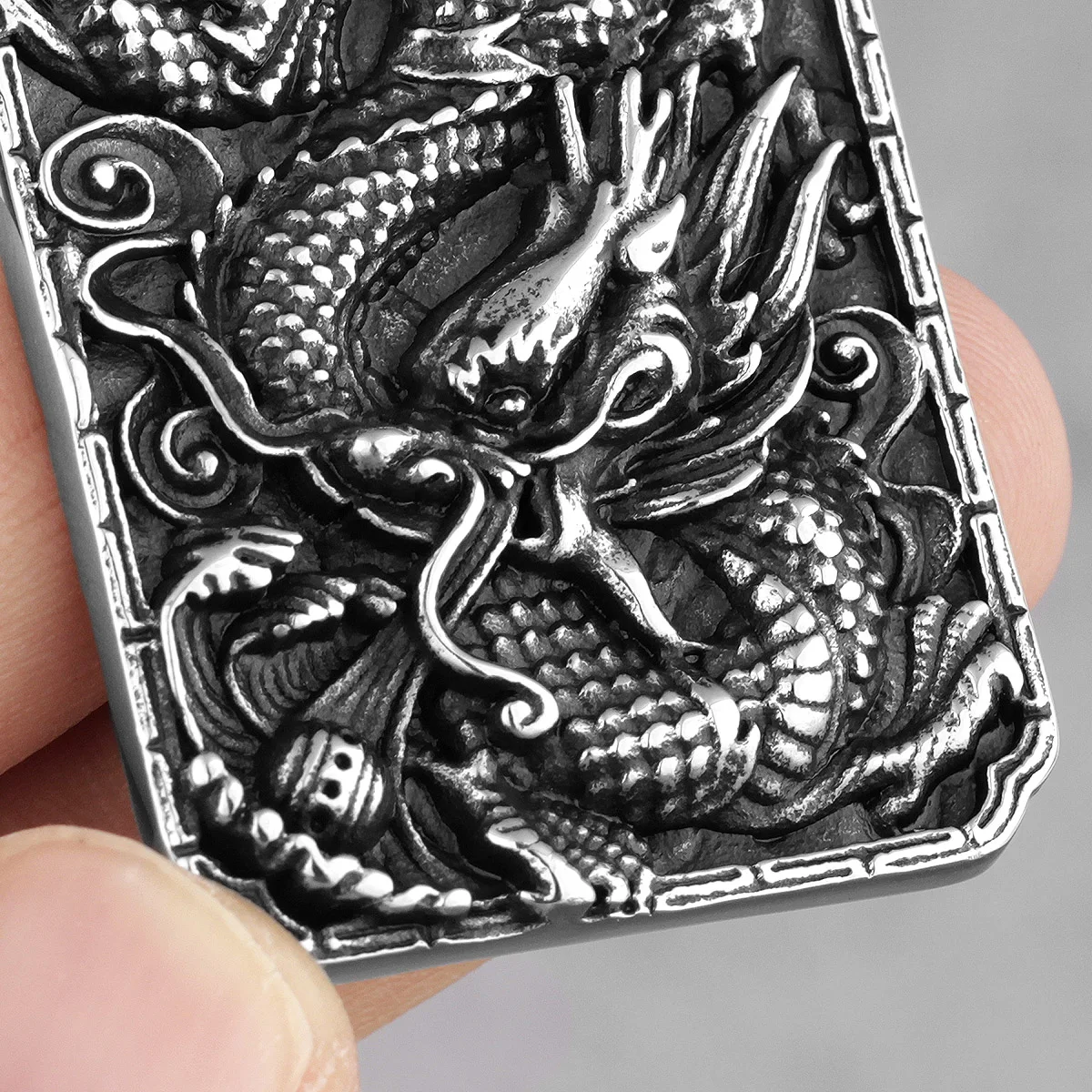 Chinese Dragon Good Meaning Amulet Stainless Steel Men Necklaces Pendants Chain for Boyfriend Jewelry Creativity Gift Wholesale