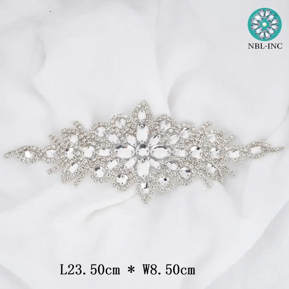 Cinturón de novia con diamantes de imitación, accesorio para vestido de novia, aplique de banda WDD0472, 1 unidad