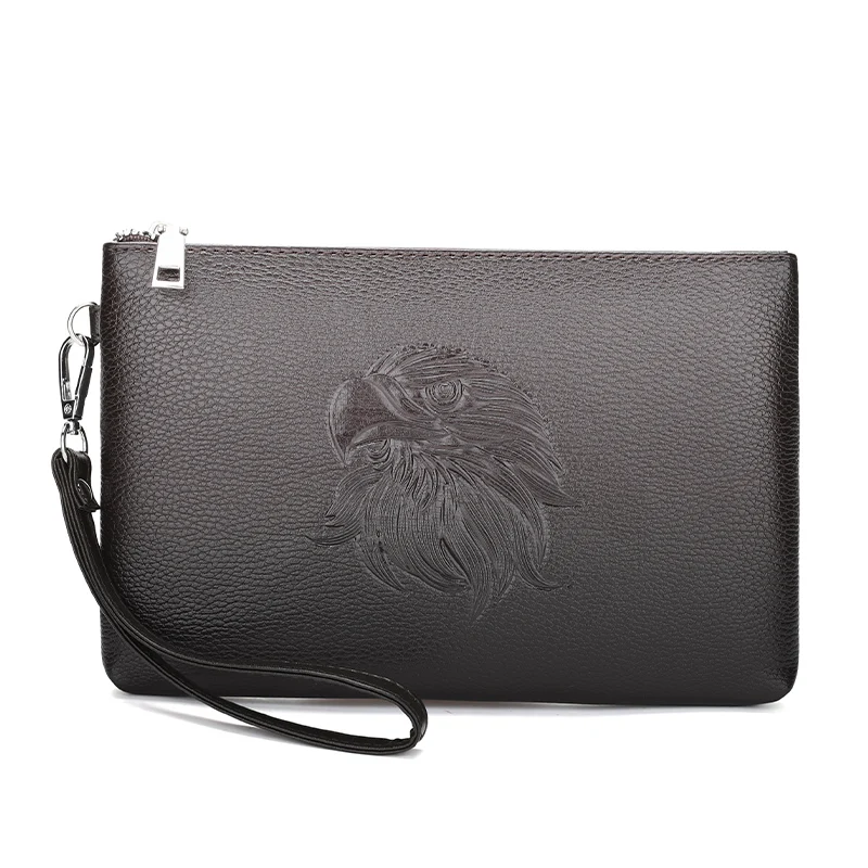 Black Brown Eagle Emboss PU Leather Man Day Clutch Bag 2023 Long Design Fashion Man Wallet Purse Business Male Mobile Cardholder